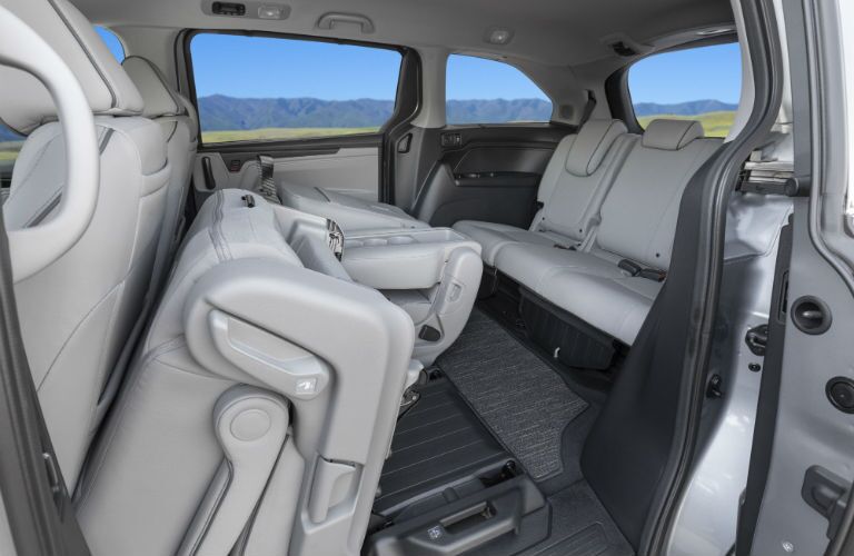 A photo of the folded second row of seats in the 2021 Honda Odyssey.