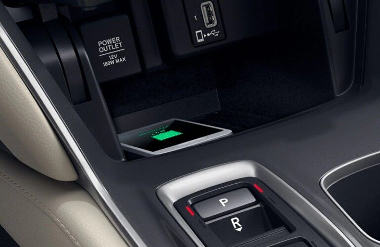 A photo of the lower console in the 2021 Honda Accord.