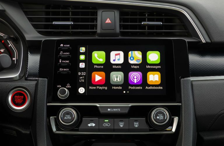 A photo of the touchscreen interface in the 2019 Honda Civic Coupe.