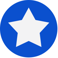 Blue circle icon of star