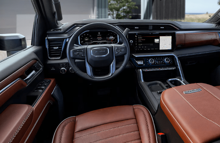 2025 GMC Sierra HD steering wheel and dashboard