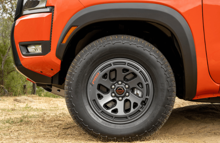 A close up of the 2025 Nissan Frontier wheel