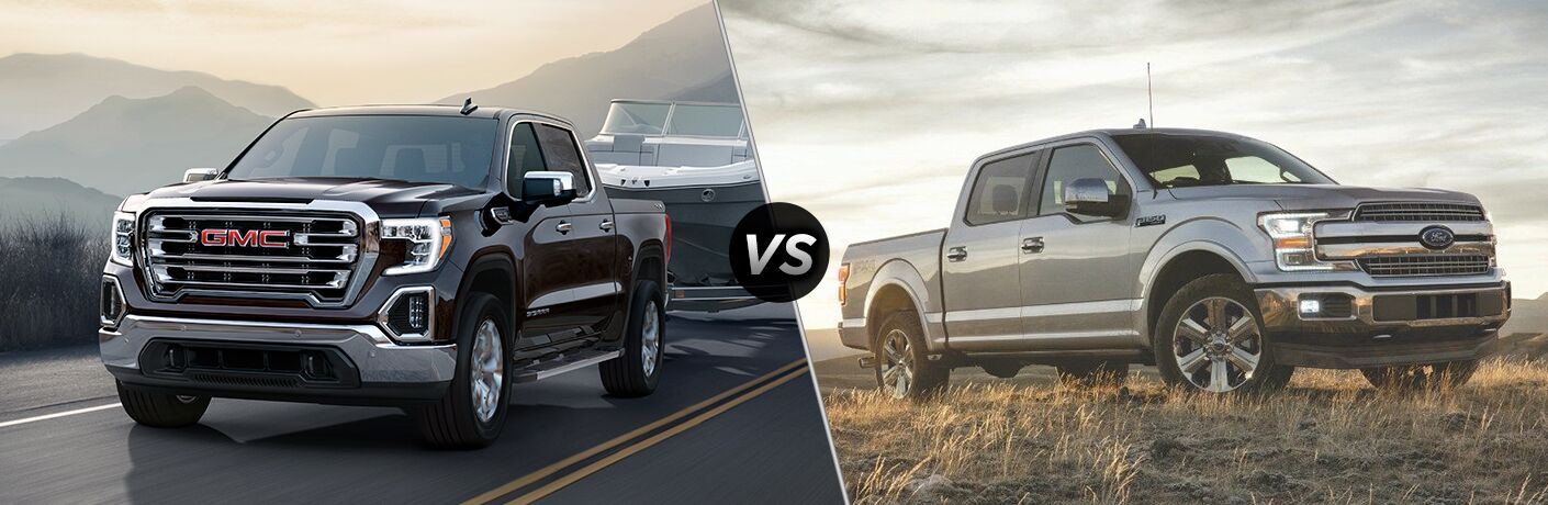 A side-by-side comparison of the 2019 GMC Sierra vs. 2018 Ford F-150.