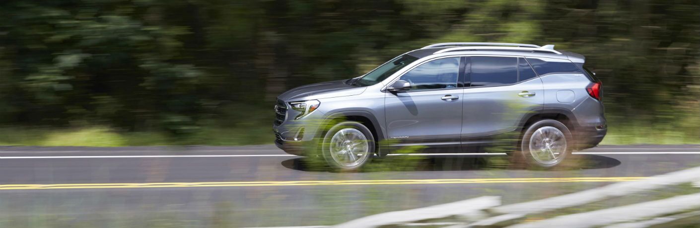 A left profile photo of the 2019 GMC Terrain.