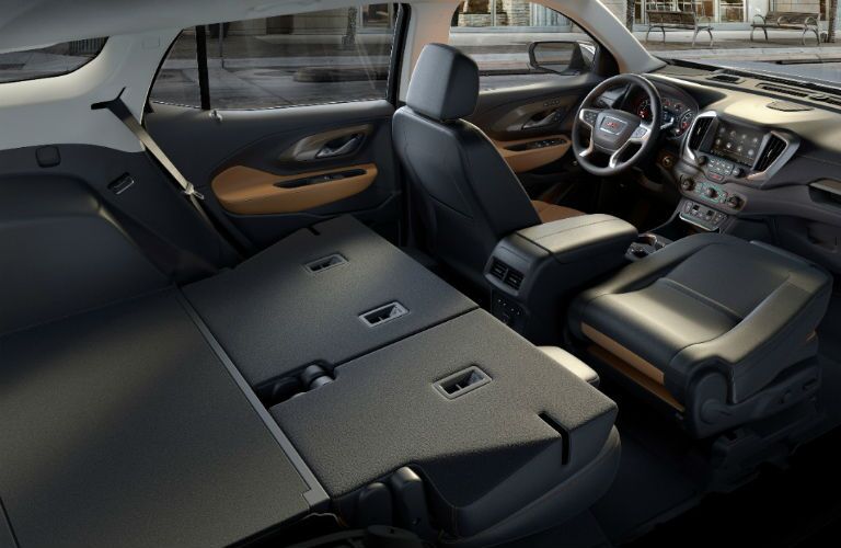 A photo showing all of the seats folded down in the 2019 GMC Terrain.