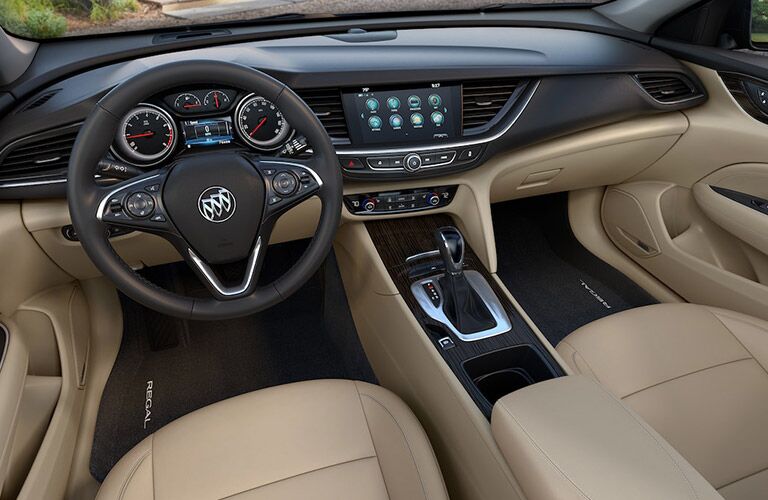 A photo of the forward passenger cabin in the 2018 Buick TourX.