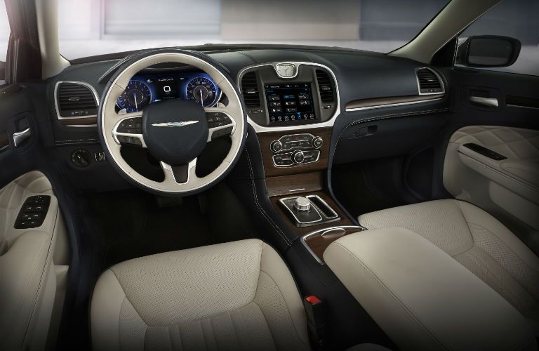 A front view of the dashboard and infotainment system of the 2018 Chrysler 300.