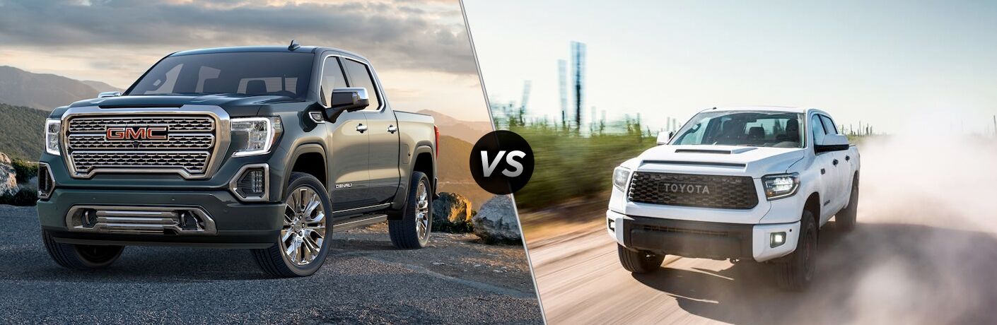 A side-by-side comparison of the 2019 GMC Sierra vs. 2019 Toyota Tundra