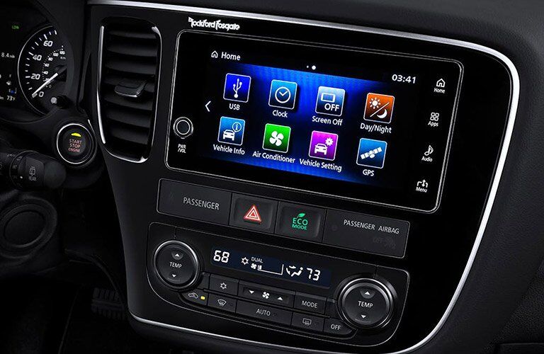 View of the touchscreen of the 2017 Mitsubishi Outlander