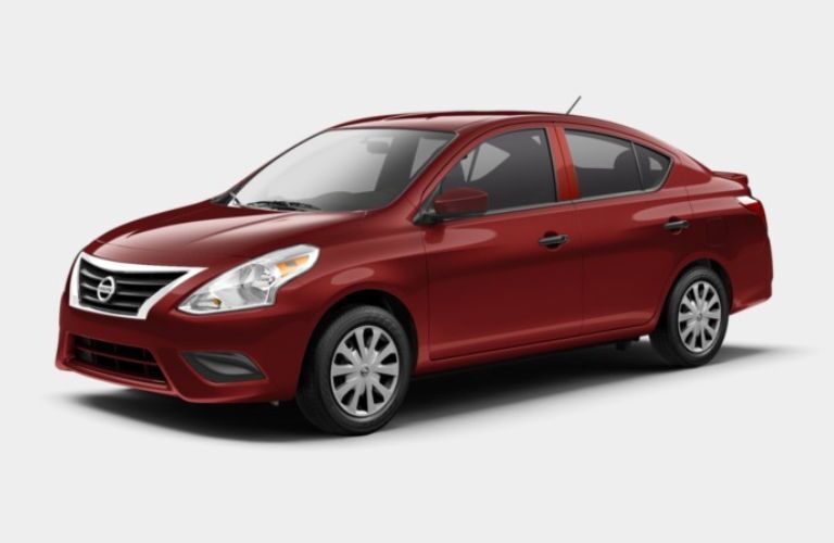 A left profile photo of the 2019 Nissan Versa S Plus.