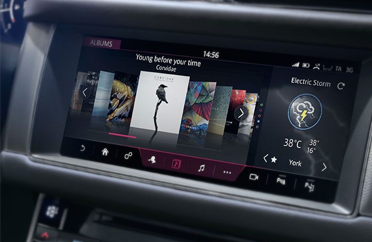 Isolated view of Jaguar XF infotainment touchscreen interface