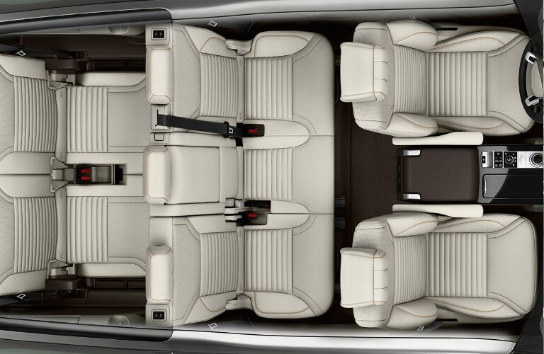 Overhead view of white seats in 2020 Land Rover Discovery