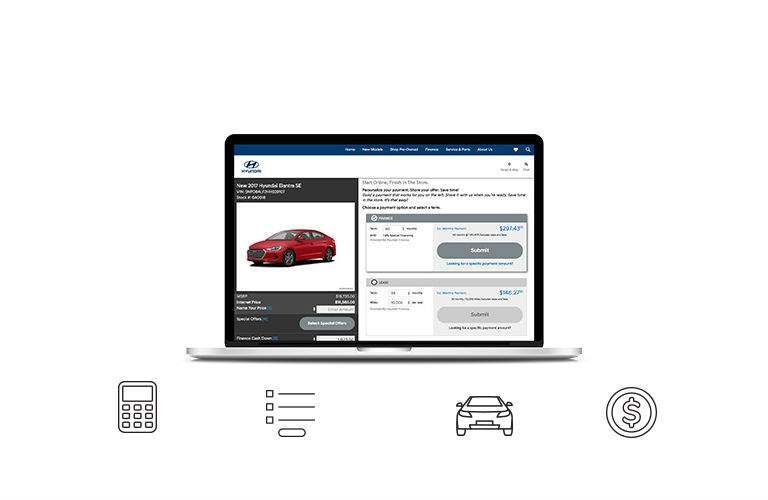 Hyundai Shopper Assurance Program Open Laptop Application Calculator Trade-In Money