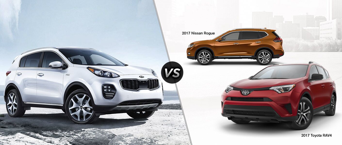 2017 Kia Sportage Vs Nissan Rogue Toyota Rav4 2017 Kia Sportage Vs Toyota Rav4 And Nissan Rogue