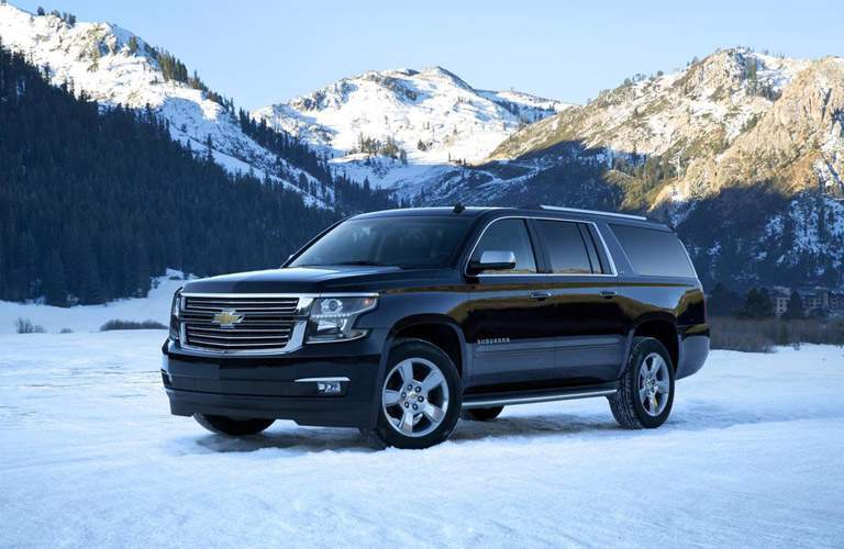 2017 suburban in the snow