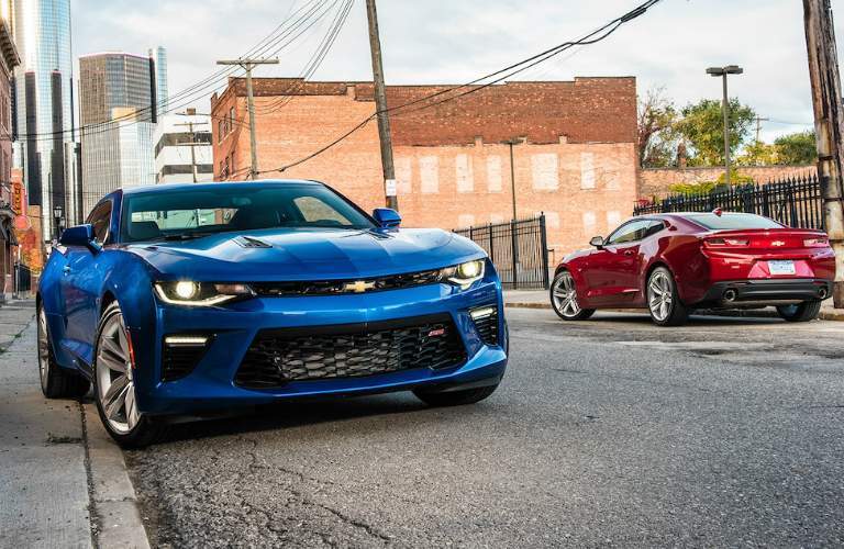 2018 Chevy Camaro in red and blue