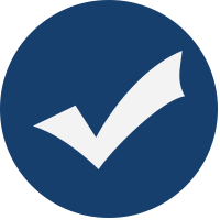 white illustration of check mark on navy blue background