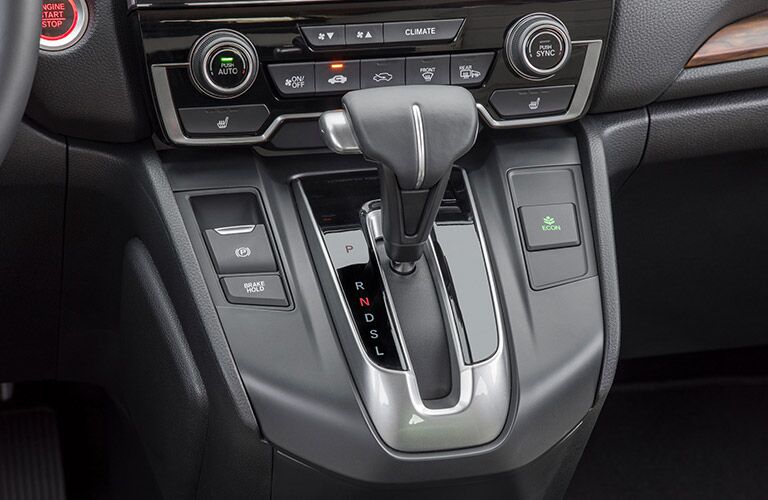 Closeup of gear shift in 2019 Honda CR-V