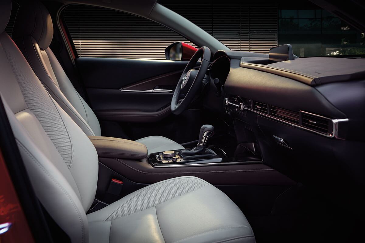Looking across the front seats of the Mazda CX-30 in Edinburg, TX