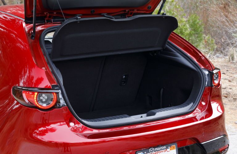 A photo of the trunk space in the 2019 Mazda3 Hatchback.