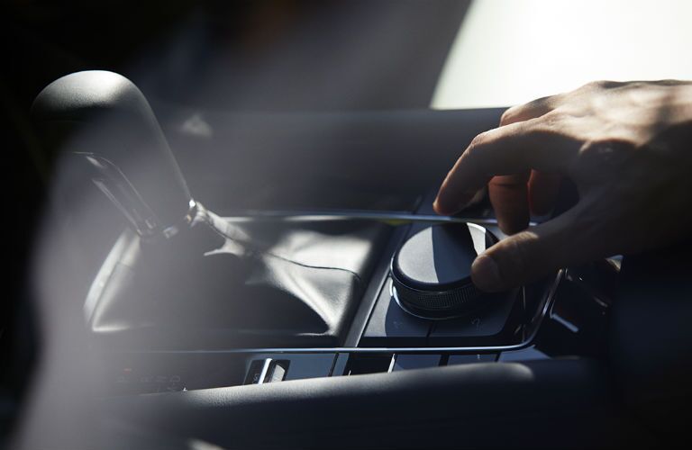 A photo of the control wheel used in the 2020 Mazda3 Sedan.