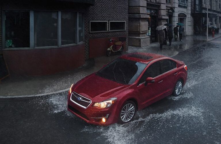 2016 Subaru Impreza exterior front fascia drivers side and top view driving in water