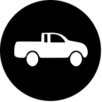 black dot with white truck illustration