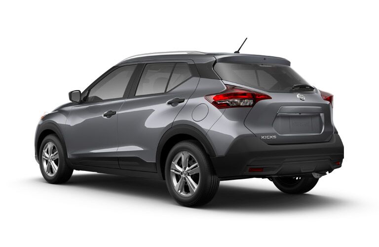 side and rear of the 2018 Nissan Kicks S on a white background