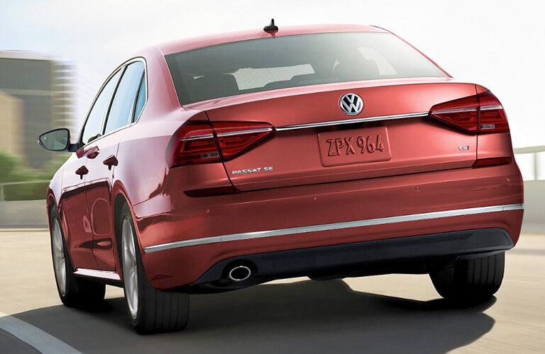 2018 VW Passat exterior rear view as it drives away on a highway