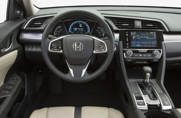 2018 Honda Civic interior steering wheel and driver command center