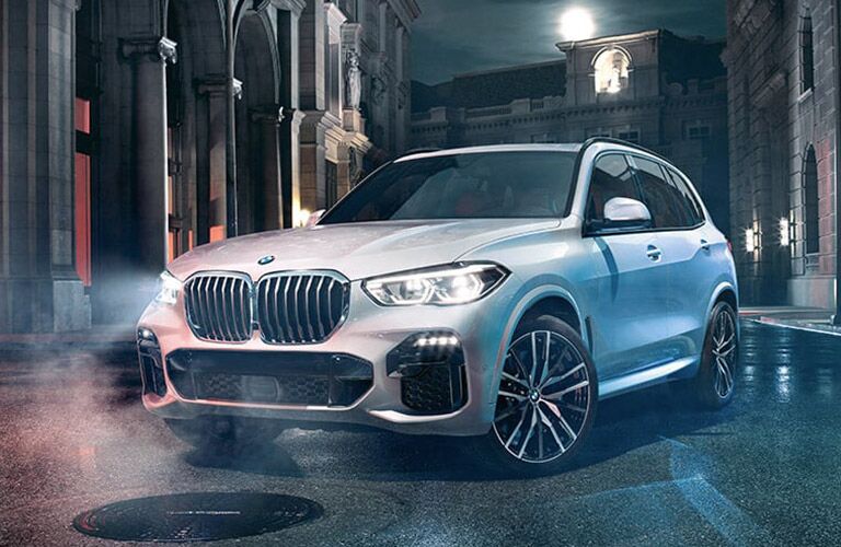 BMW X5 white front side view