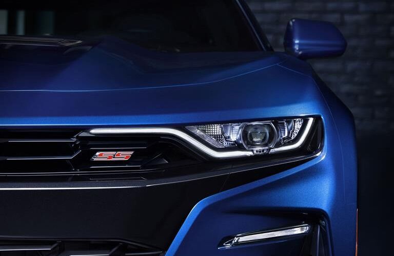 blue 2019 Chevy Camaro grille closeup