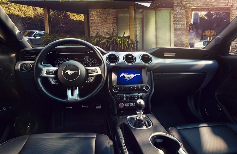 2019 Ford Mustang interior steering wheel and dashboard