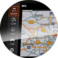 closeup of 2019 BMW 3 Series touchscreen navigation