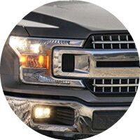2019 Ford F-150 headlight closeup