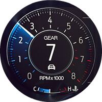 2019 Ford Mustang gauge closeup