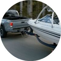 2020 Toyota Tacoma towing a boat