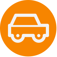 Orange and White Hatchback Logo