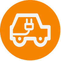 Orange and White Hybrid/Electric Vehicle logo