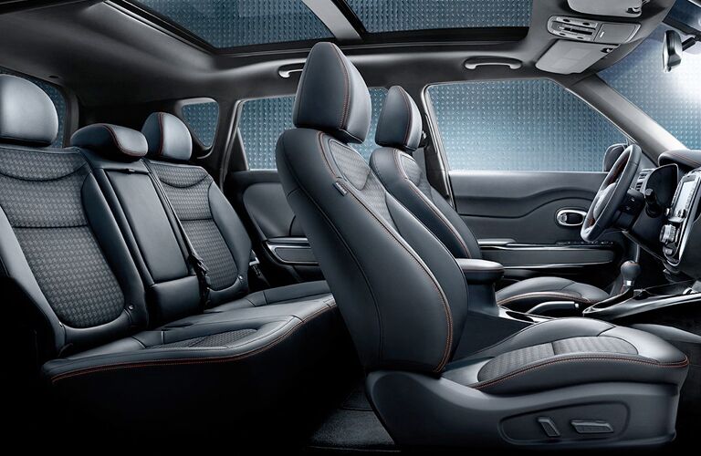 interior seating of 2019 kia soul including front and rear seats