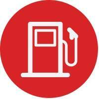 white gas pump on a red background
