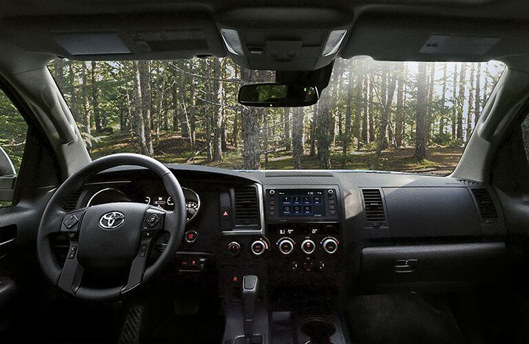 Steering wheel, gauges, and touchscreen in 2020 Toyota Sequoia
