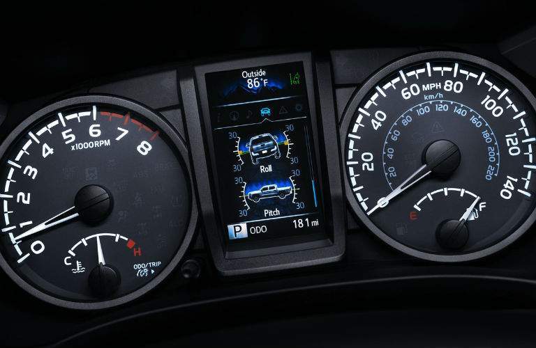 2018 Toyota Tacoma closeup of driver's display
