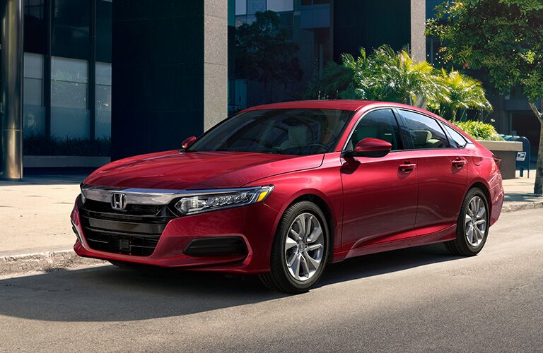 front view of red honda accord