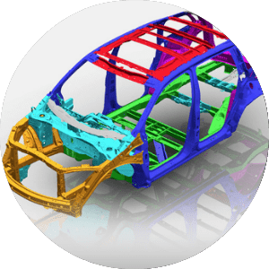 multi-colored SUV frame