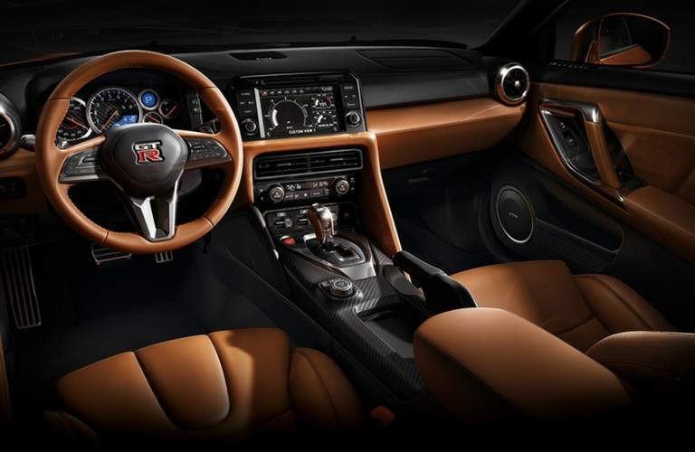 2018 Nissan GT-R Steering and dash top-down view.