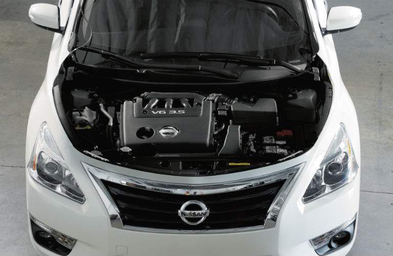 2018 Nissan Altima engine with hood popped open