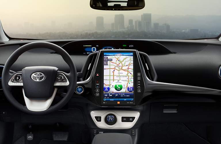 View of the dashboard of the 2018 Toyota Prius