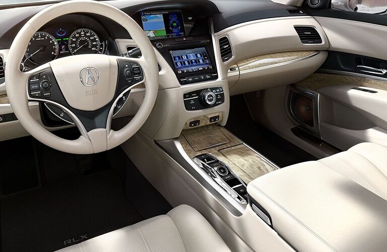 Steering wheel, front seats and dashboard in the 2019 Acura RLX