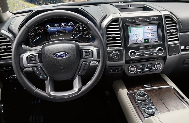 Steering wheel and dashboard of the 2019 Ford Expedition